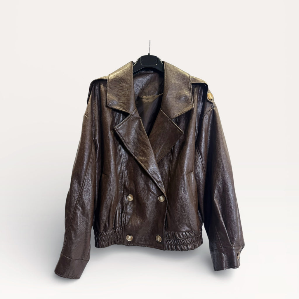 Giacca in ecopelle effetto vintage Marrone