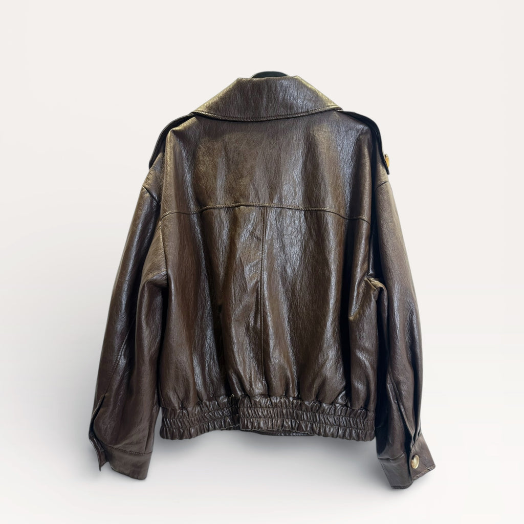 Giacca in ecopelle effetto vintage Marrone