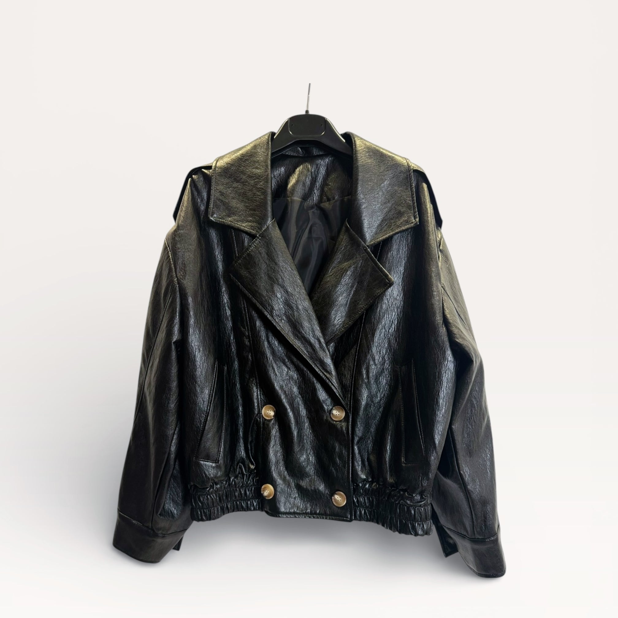 Giacca in ecopelle effetto vintage Nero