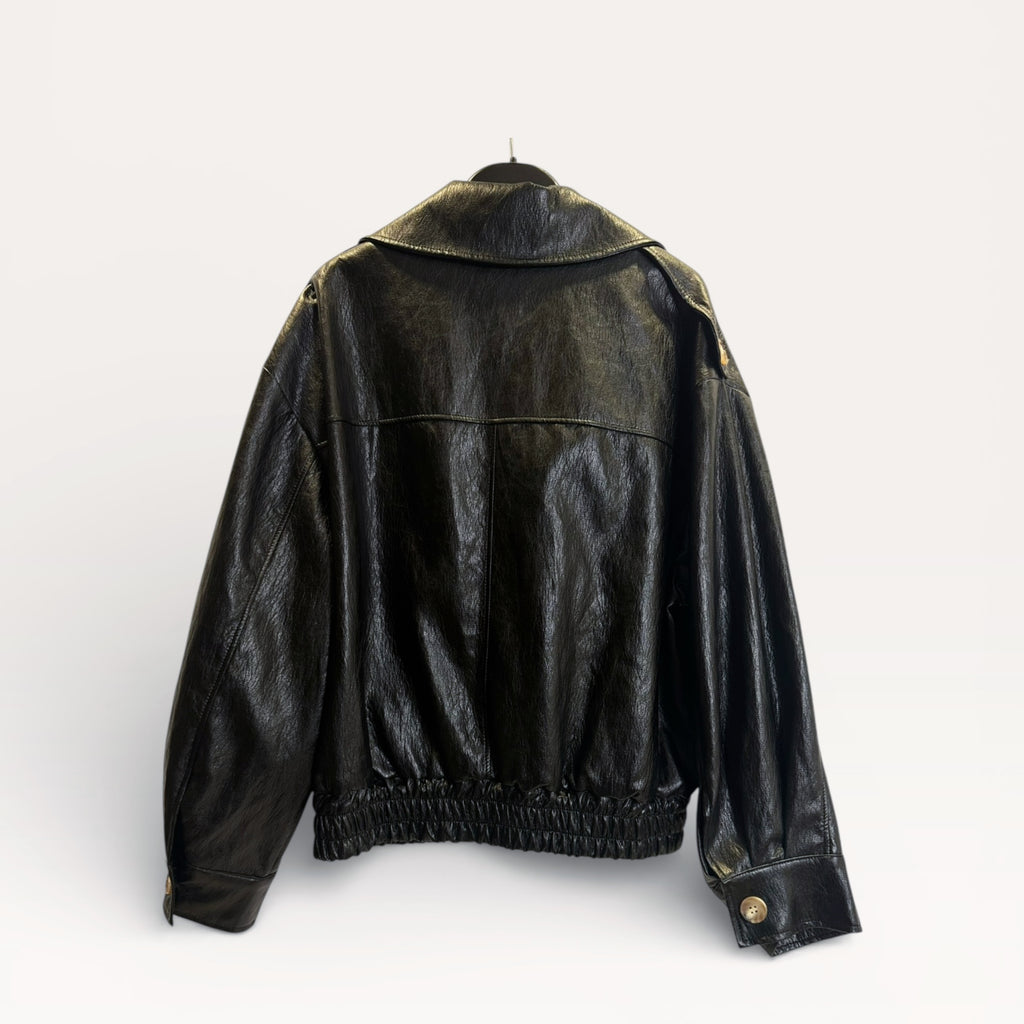 Giacca in ecopelle effetto vintage Marrone