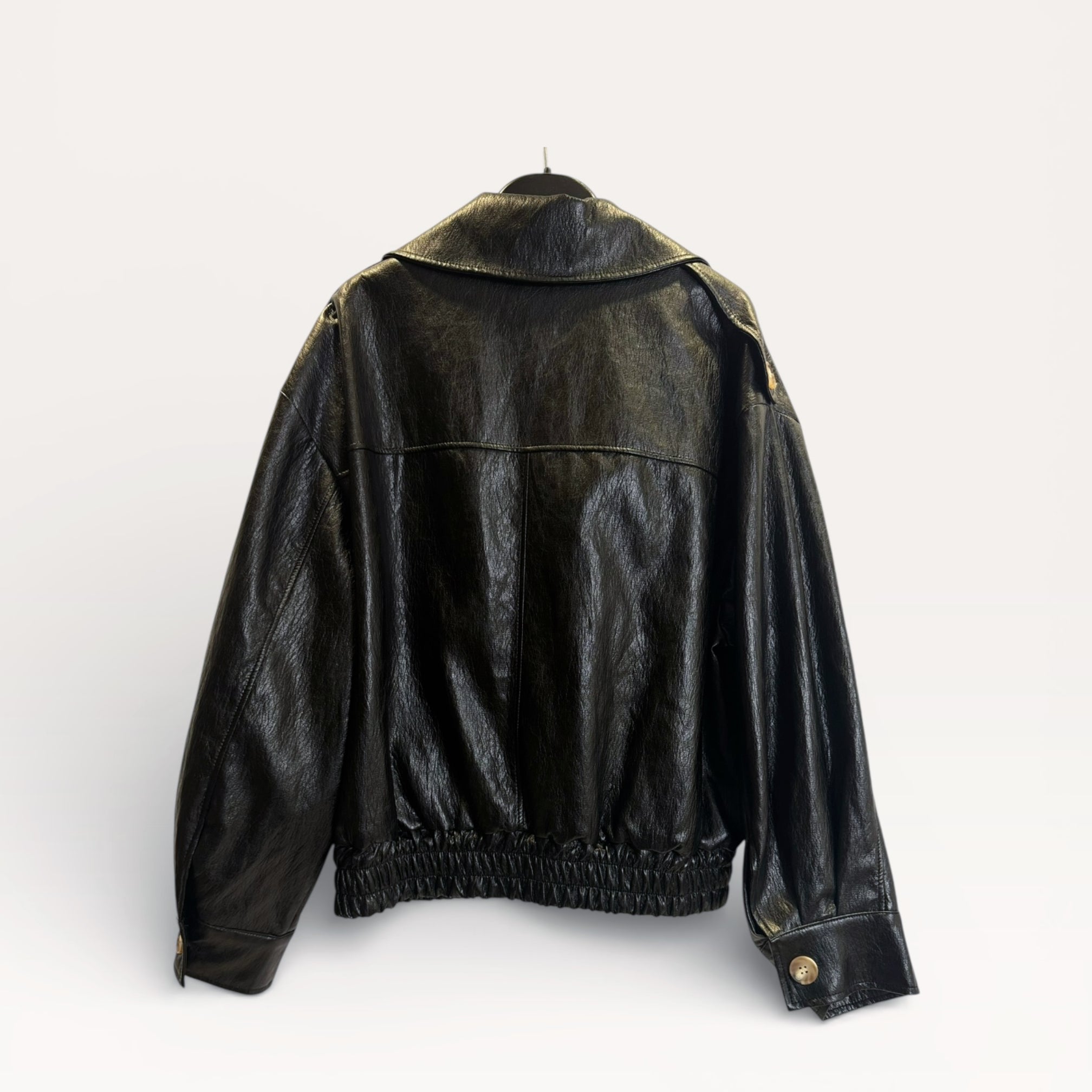 Giacca in ecopelle effetto vintage Nero