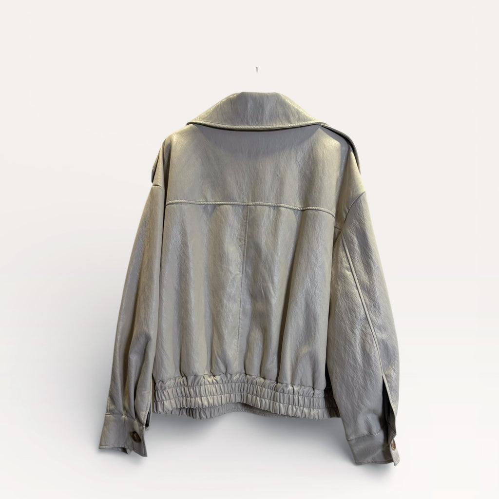 Giacca in ecopelle effetto vintage Marrone