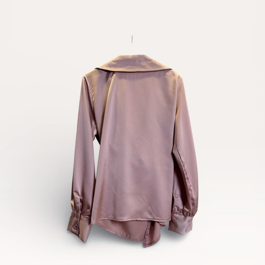 Camicia a portafoglio in raso con drappeggio