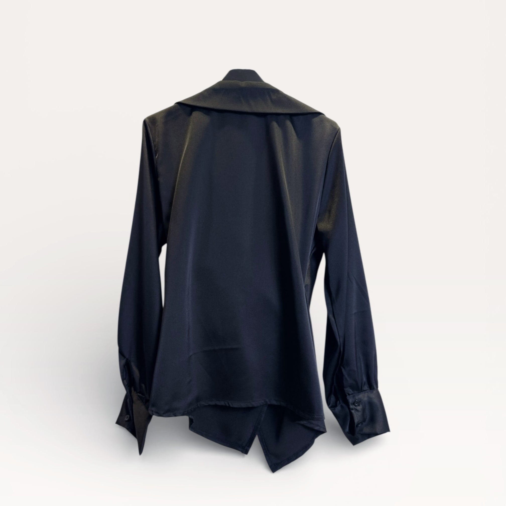 Camicia a portafoglio in raso con drappeggio