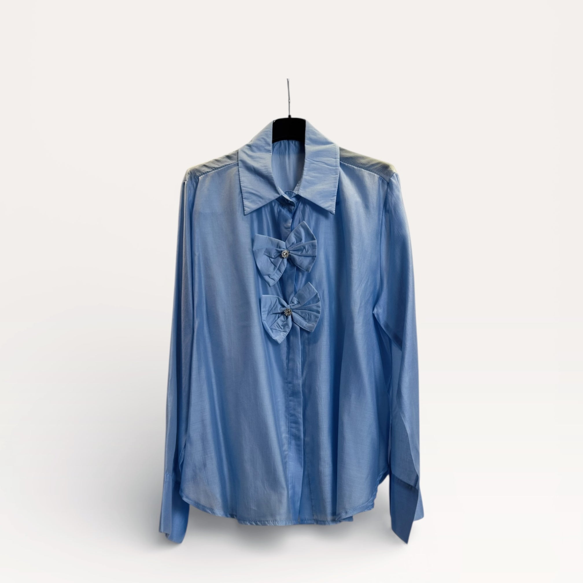 Camicia con volant in pizzo stratificato