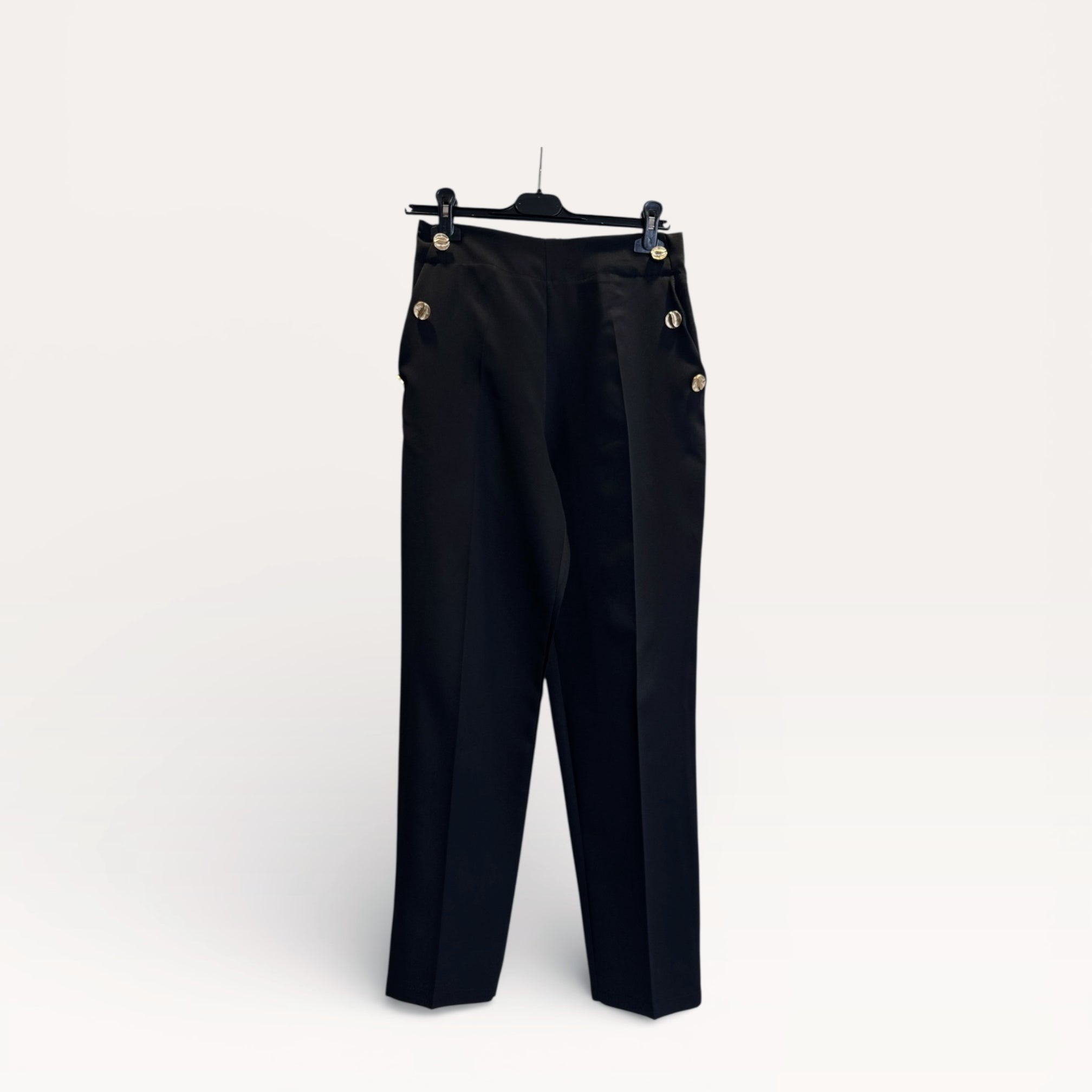 Pantaloni a vita alta stile marinaio con bottoni dorati