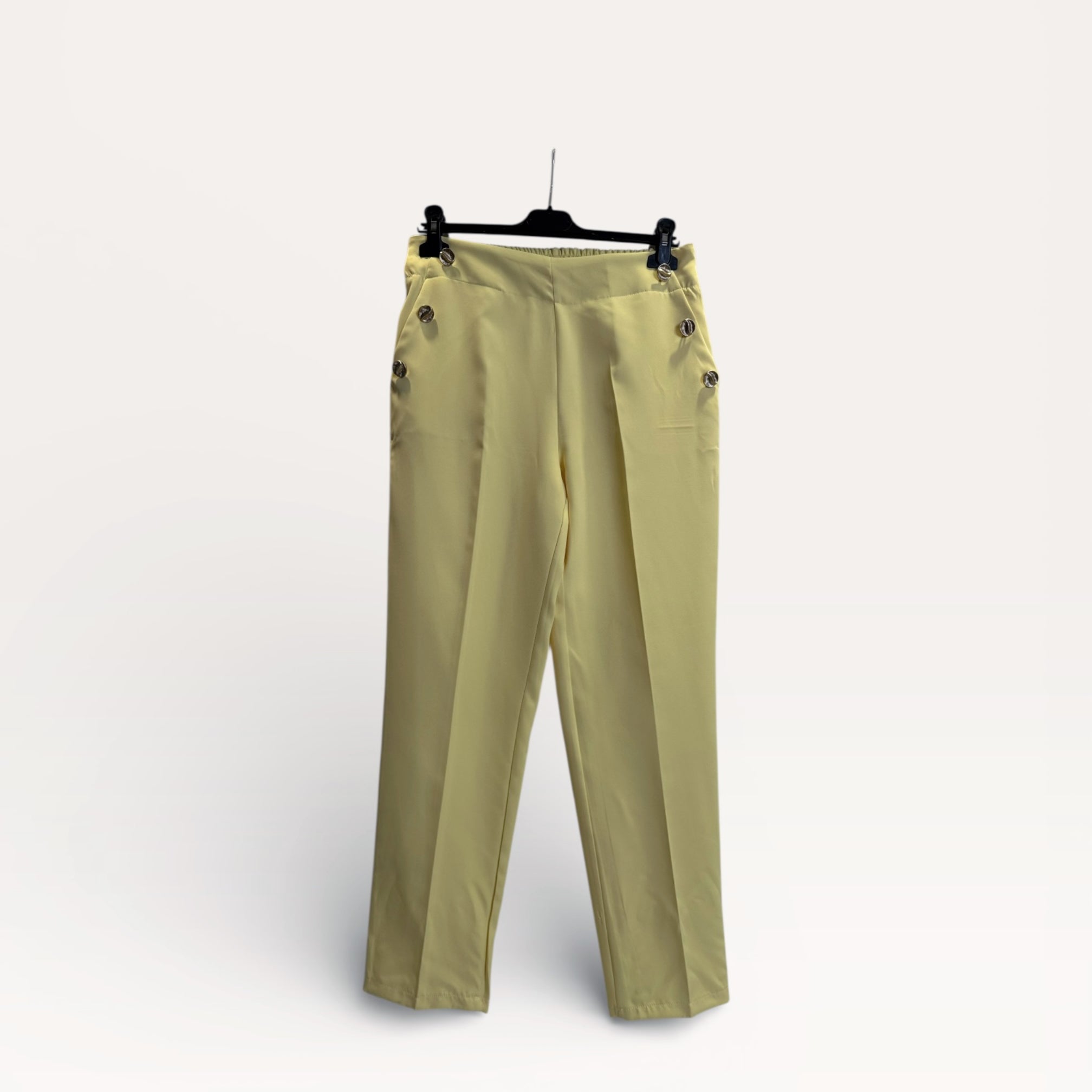 Pantaloni a vita alta stile marinaio con bottoni dorati