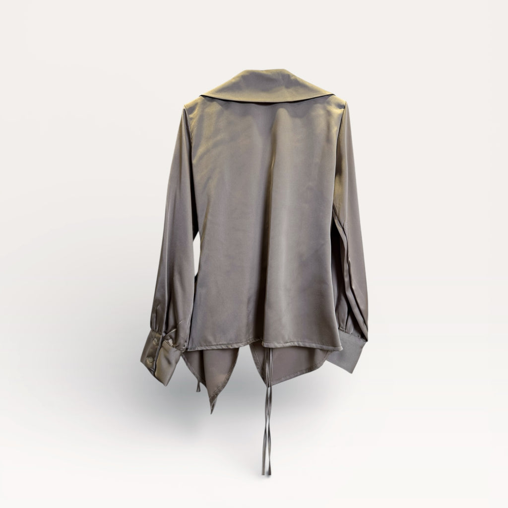 Camicia a portafoglio in raso con drappeggio