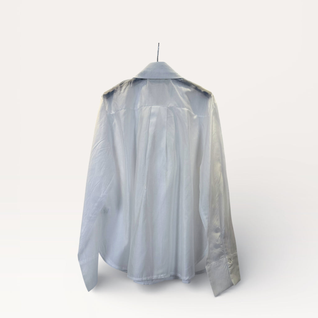 Camicia con volant in pizzo stratificato