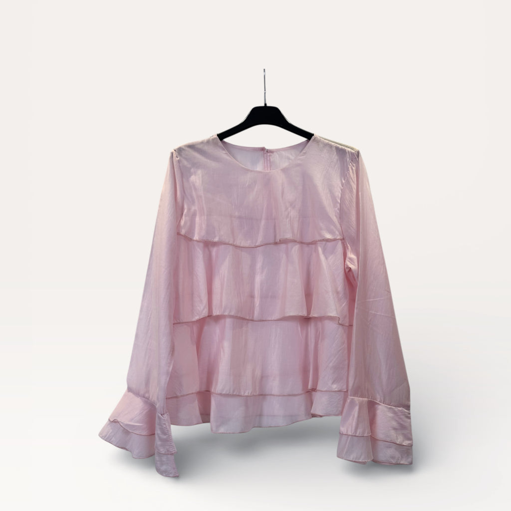 Blusa a balze con volant e maniche a campana
