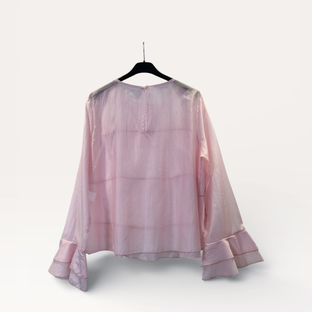 Blusa a balze con volant e maniche a campana
