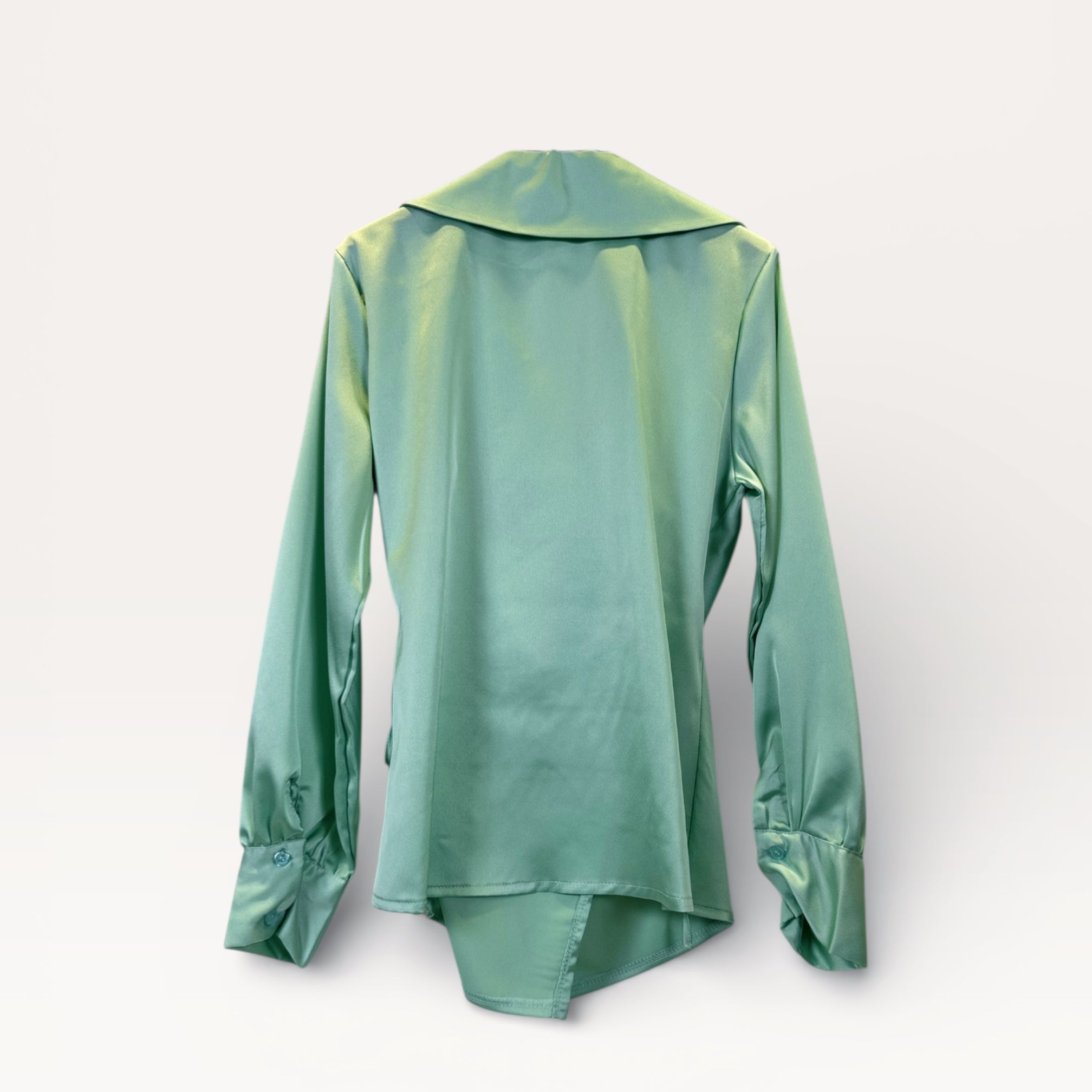 Camicia a portafoglio in raso con drappeggio