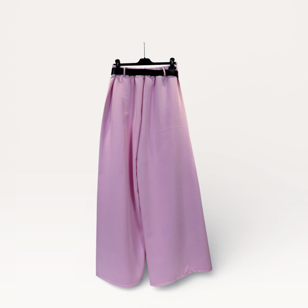 Pantaloni palazzo a vita alta con coulisse