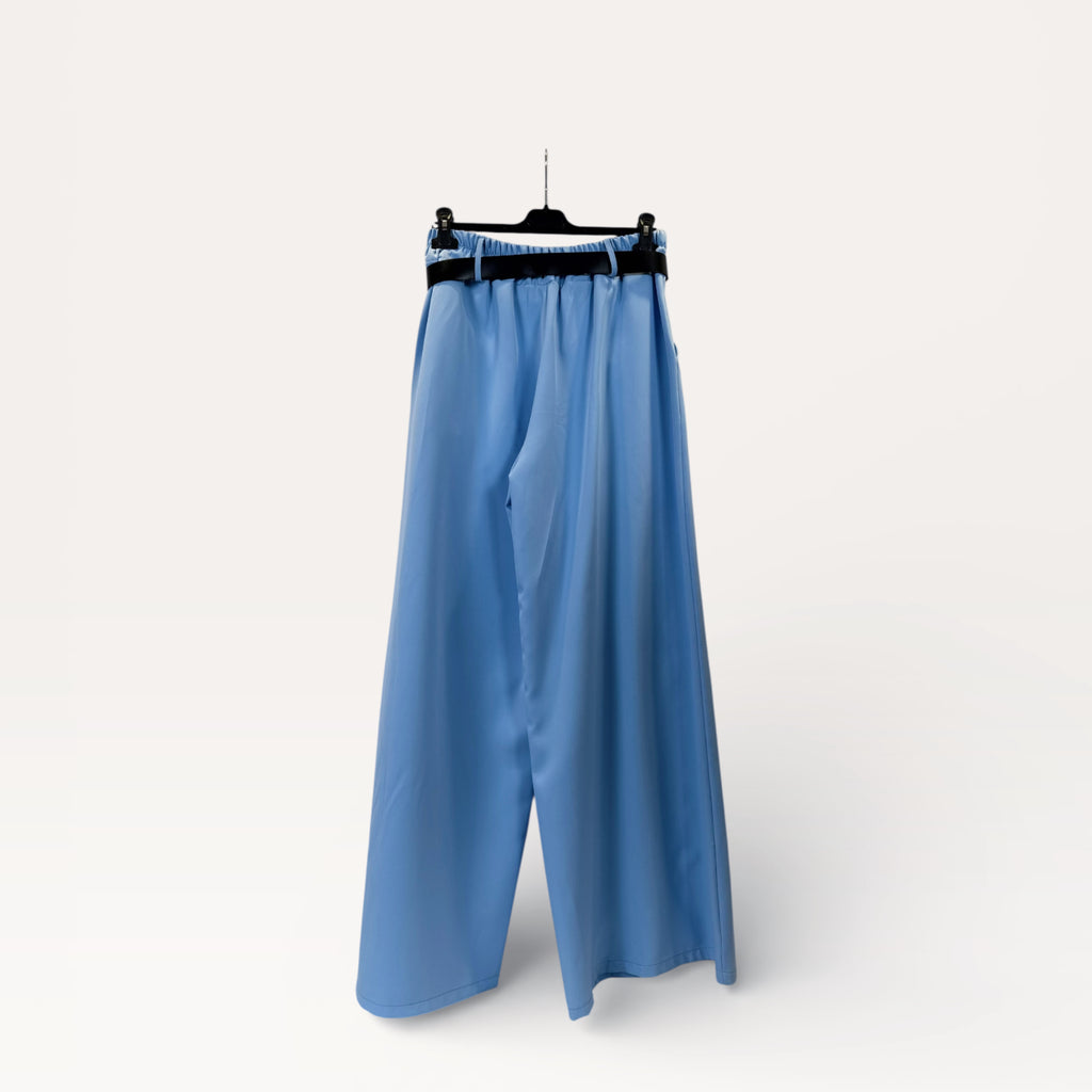 Pantaloni palazzo a vita alta con coulisse