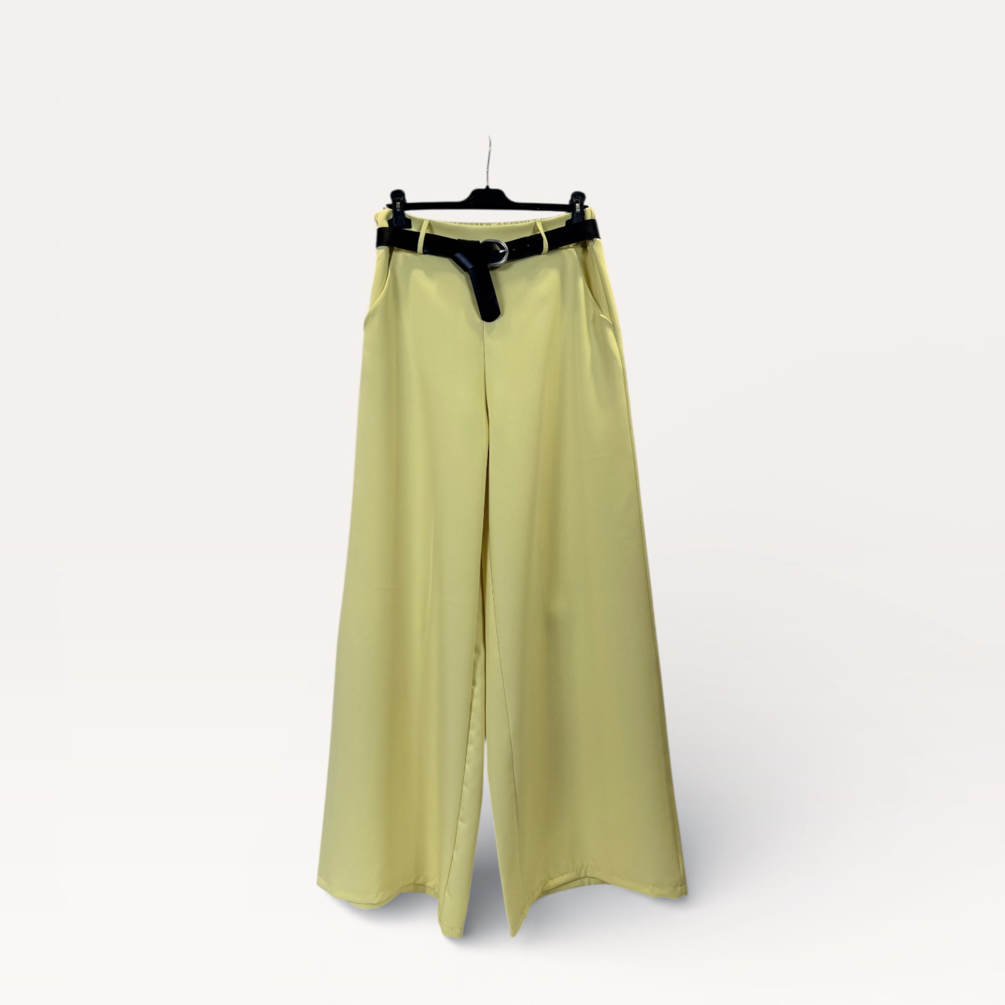 Pantaloni palazzo a vita alta con coulisse