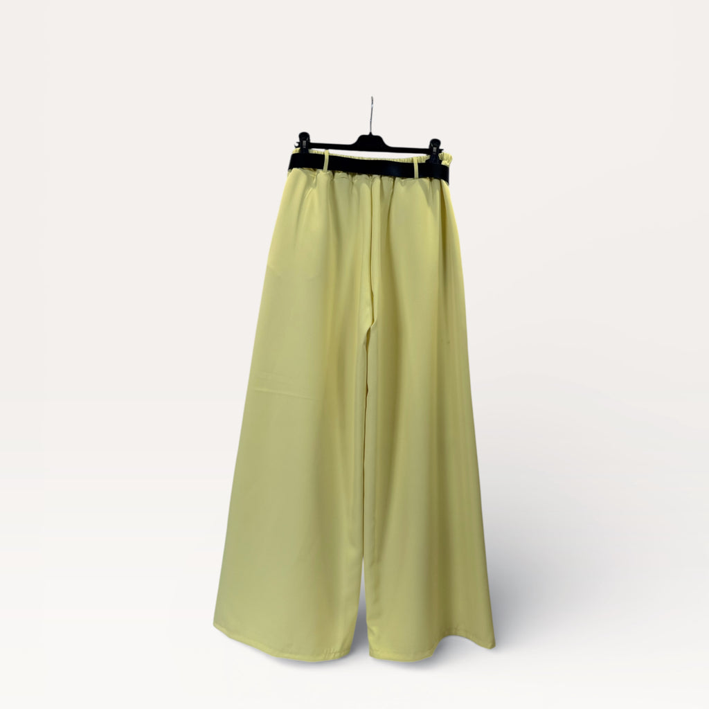 Pantaloni palazzo a vita alta con coulisse