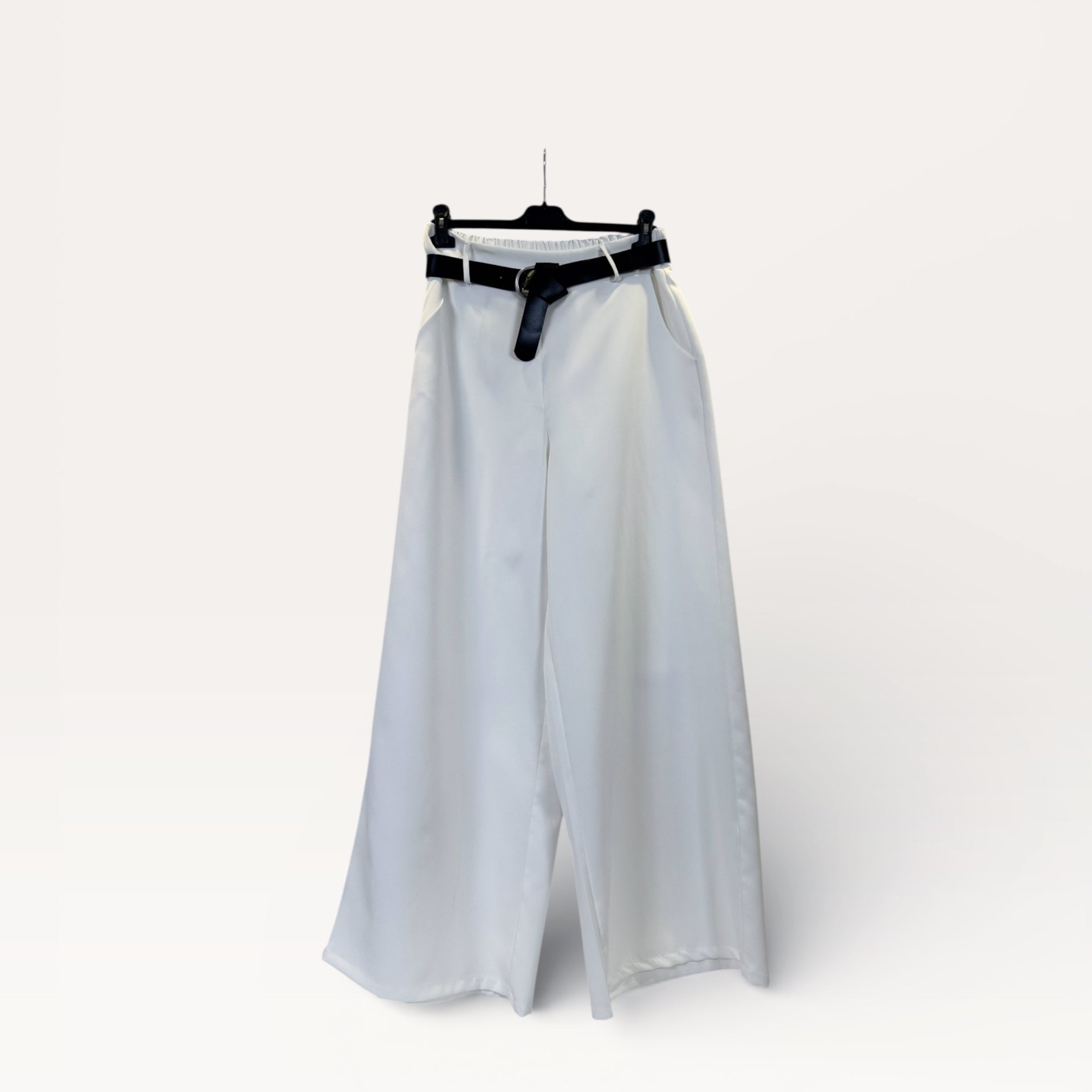 Pantaloni palazzo a vita alta con coulisse