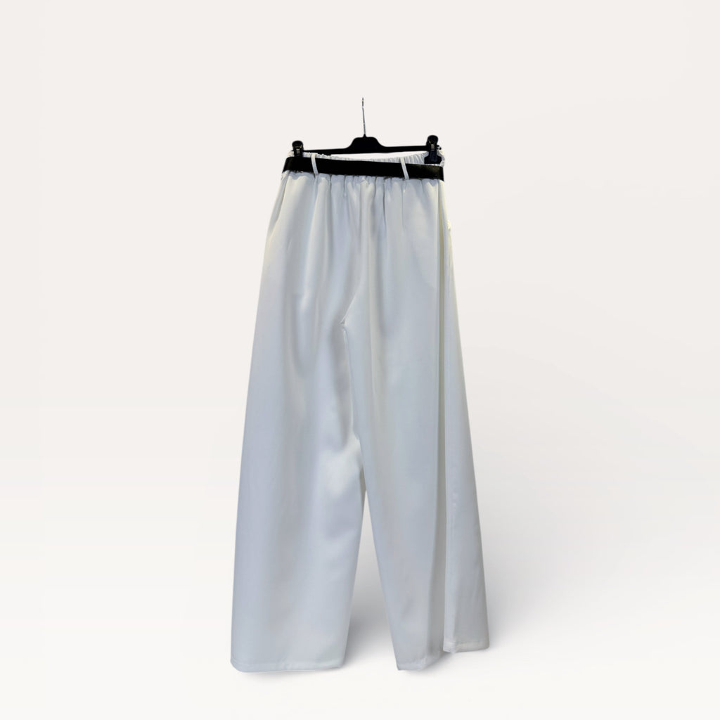 Pantaloni palazzo a vita alta con coulisse