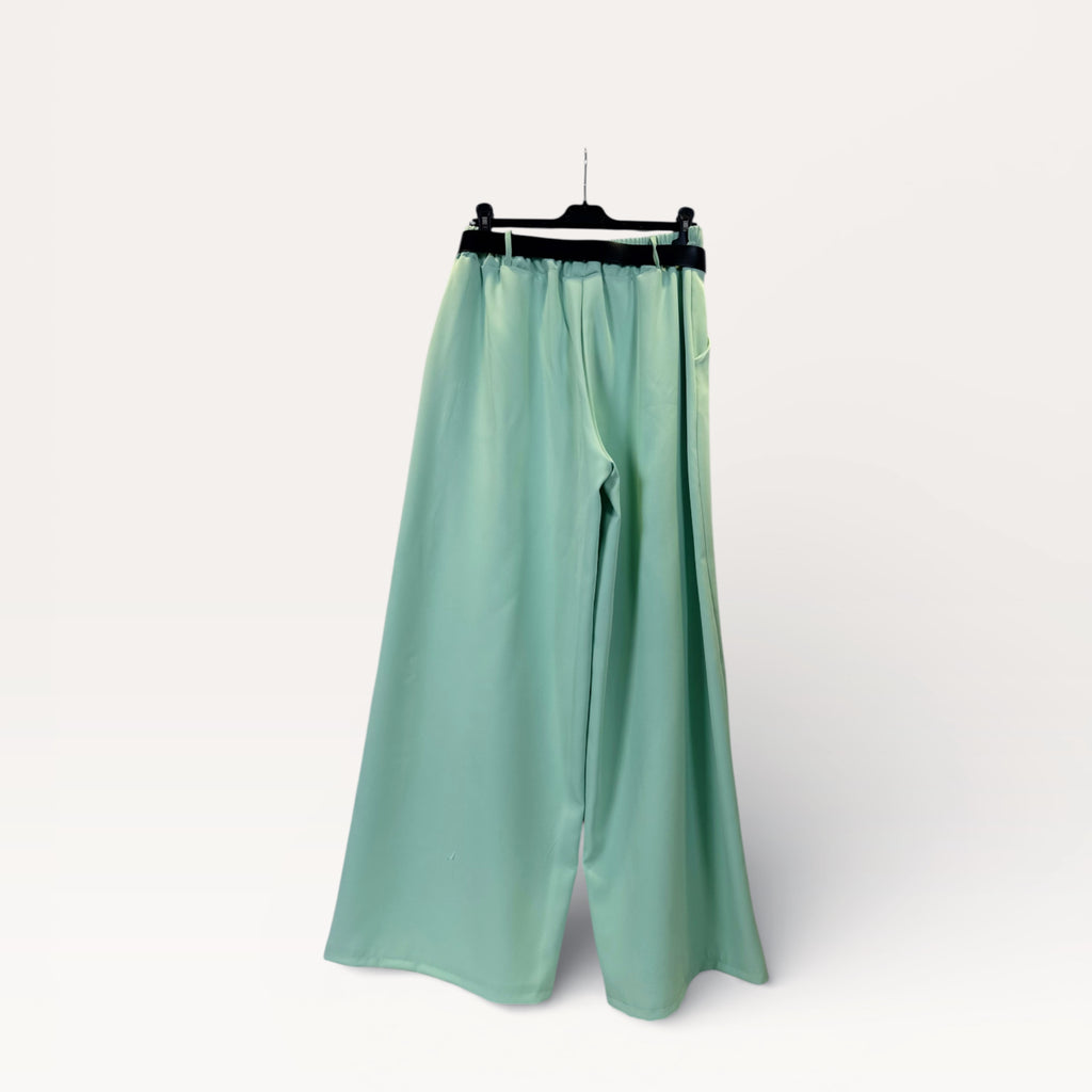 Pantaloni palazzo a vita alta con coulisse