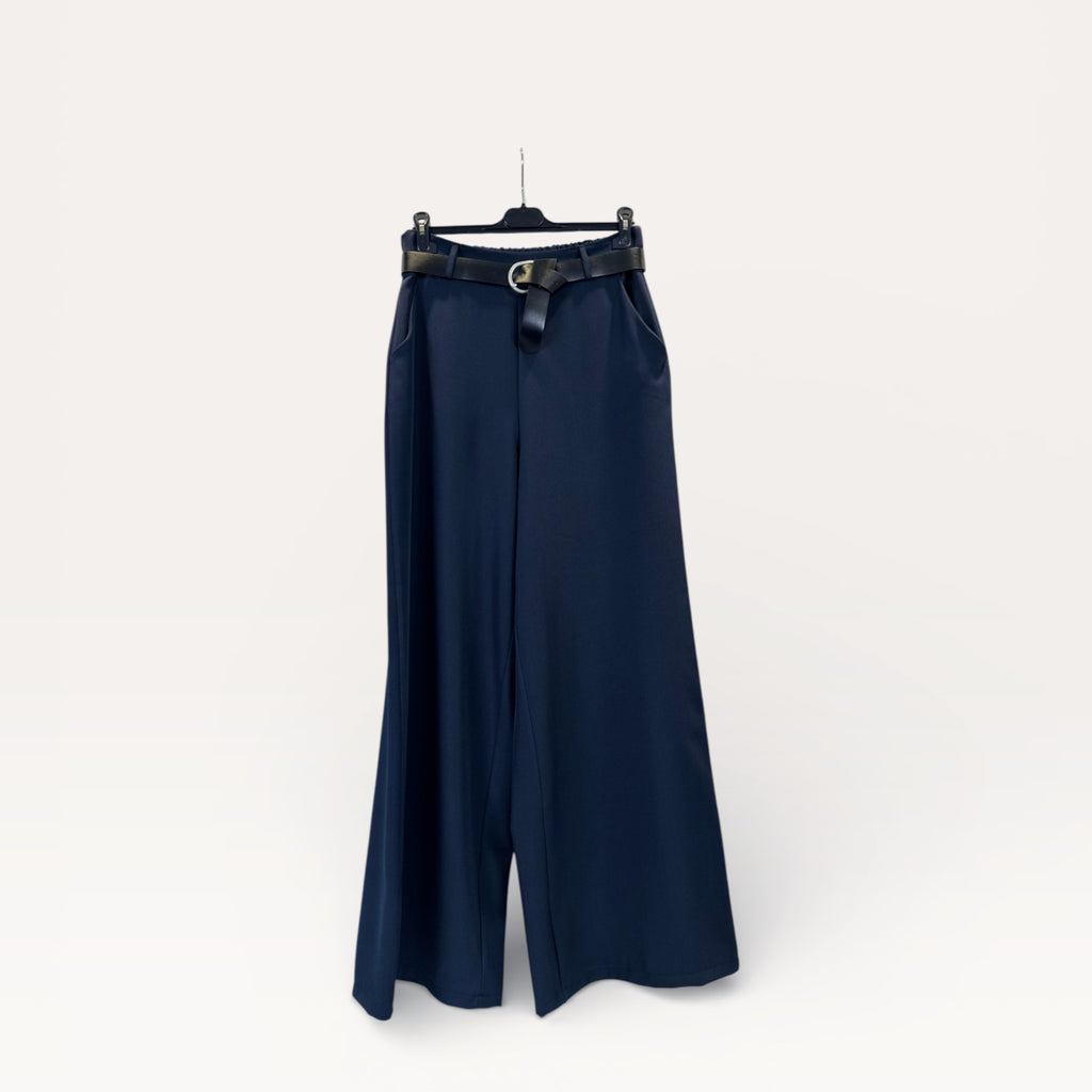 Pantaloni palazzo a vita alta con coulisse