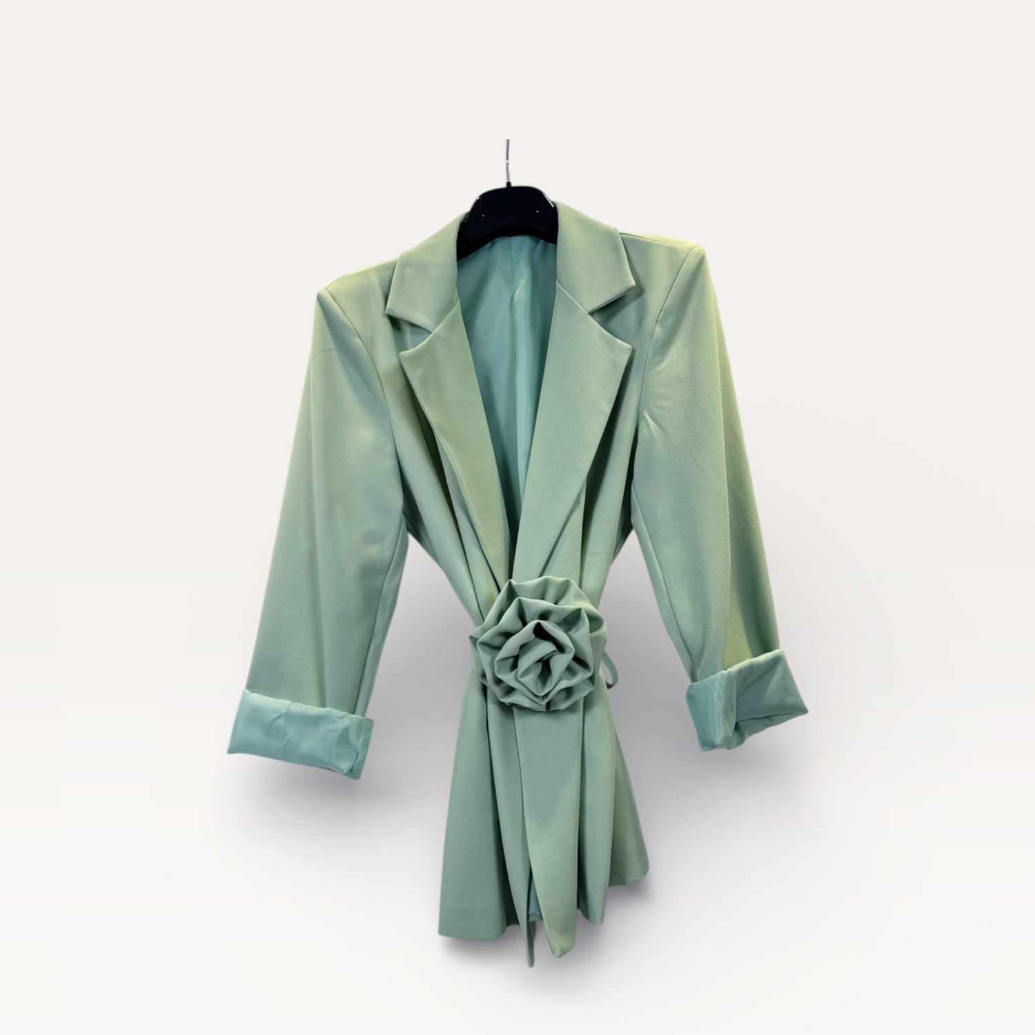 Blazer con spilla a rosa e cintura annodata 0279/F – NEUS